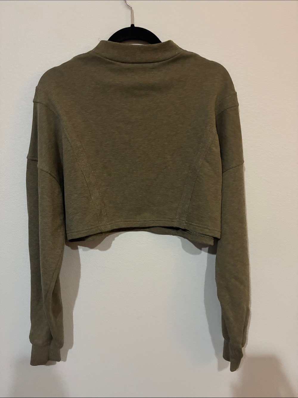 Cider Cropped Olive Half-Zip Sweatshirt - Picture 6 of 6